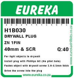 H1B030 - Drywall Plug Zinc -H1B030_label_T